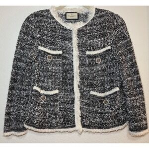 Bruno Manetti Four-Pocket Tweed Jacket Black Linen Blend Classic Designer XS/S